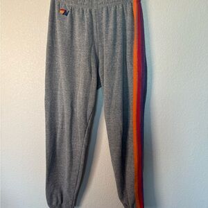 Aviator Nation Gray Sweatpants with Five Stripe